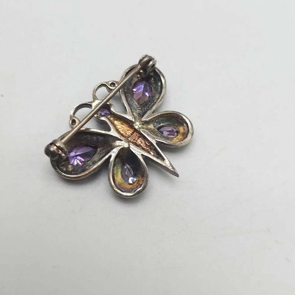 Vintage Amethyst Butterfly Brooch Marcasite By 21st And Stone